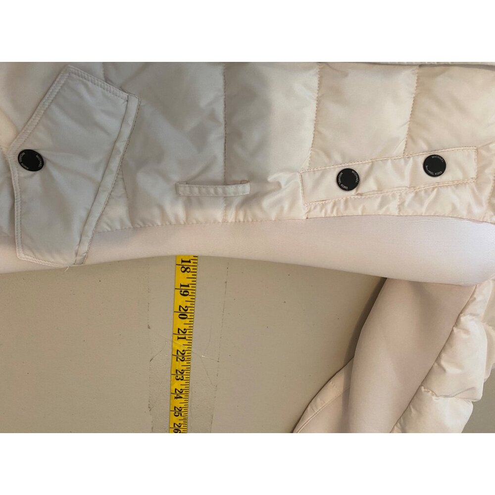 Michael Kors Womens Quilted White Puffer Coat Snap Pockets & Belted Waist Small - Picture 11 of 14